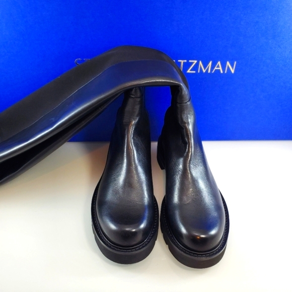 NWT$850 Stuart Weitzman 50/50 Lift Black Leather Stretch Over-The-Knee Boots 6.5 - Picture 6 of 16